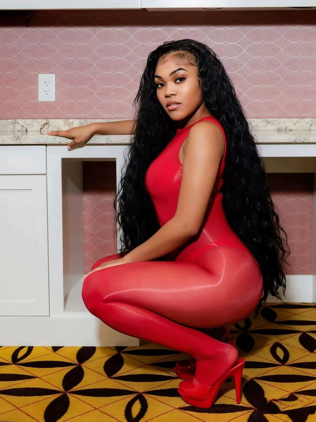 Women wearing Mesh Bodysuit stylish clubwear outfit sheer design