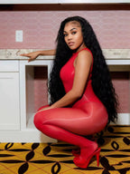 Women wearing Mesh Bodysuit stylish clubwear outfit sheer design