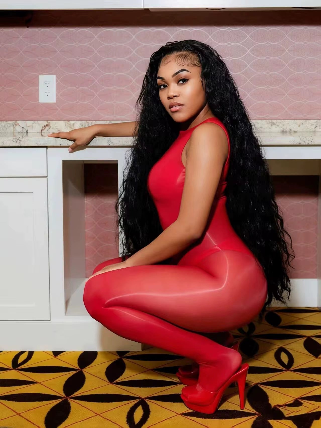 Women wearing Mesh Bodysuit stylish clubwear outfit sheer design