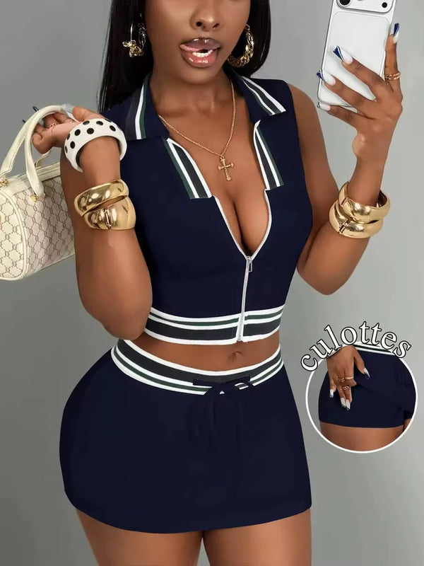 Simply cute collar shirt set
