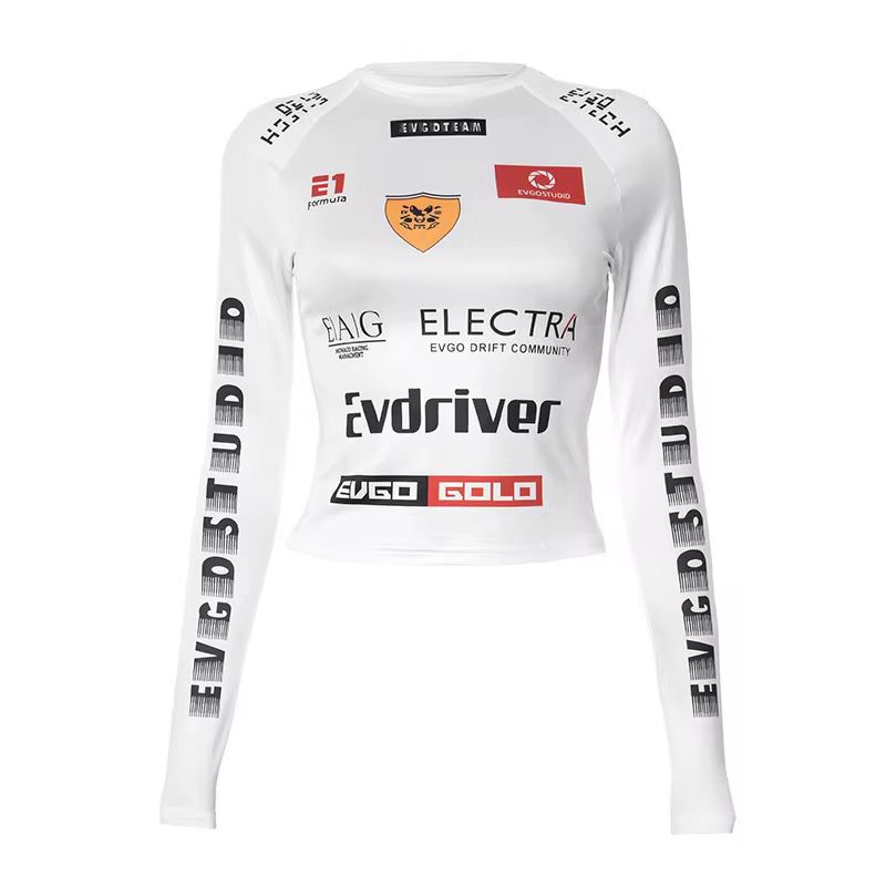 Women’s Long Sleeve Racing Crop Top – Evdriver Motorsport Graphic Compression Shirt
