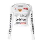 Women’s Long Sleeve Racing Crop Top – Evdriver Motorsport Graphic Compression Shirt
