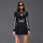 Women’s Long Sleeve Racing Crop Top – Evdriver Motorsport Graphic Compression Shirt
