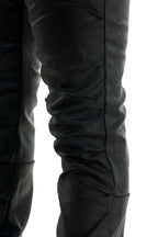 Waxed Pleat Flare Pants fabric texture close up