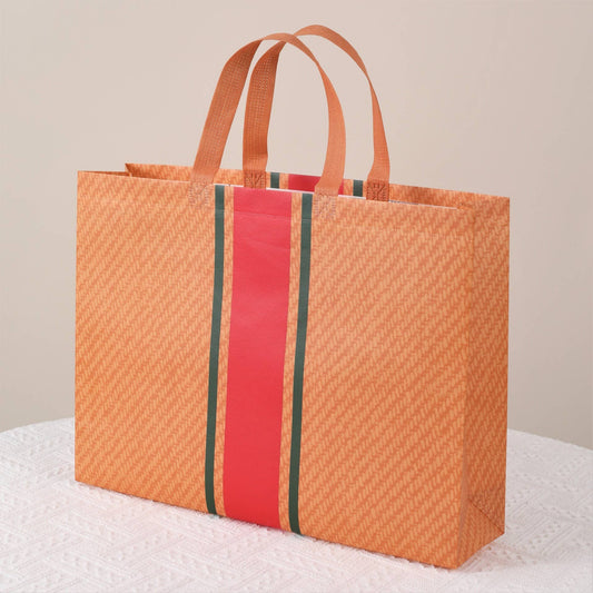 50 pcs, 3 size Caramel Orange red green stripe non-woven bag