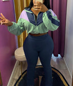 Striped sweatshirt set leggings tracksuit