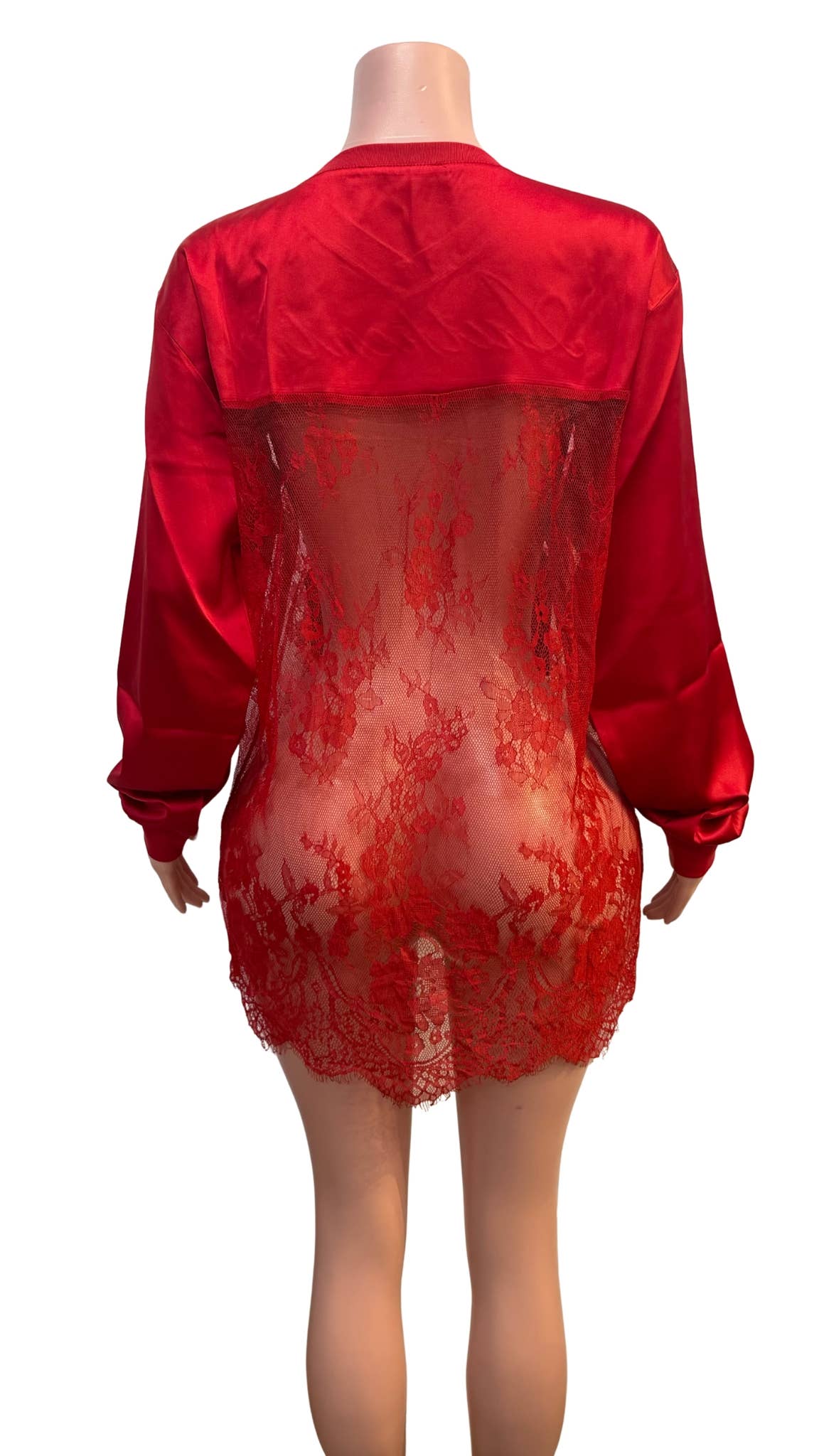 Lace Mesh Patchwork Oversized Jersey Longsleeve Top