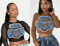 Crop graphic mesh shirt