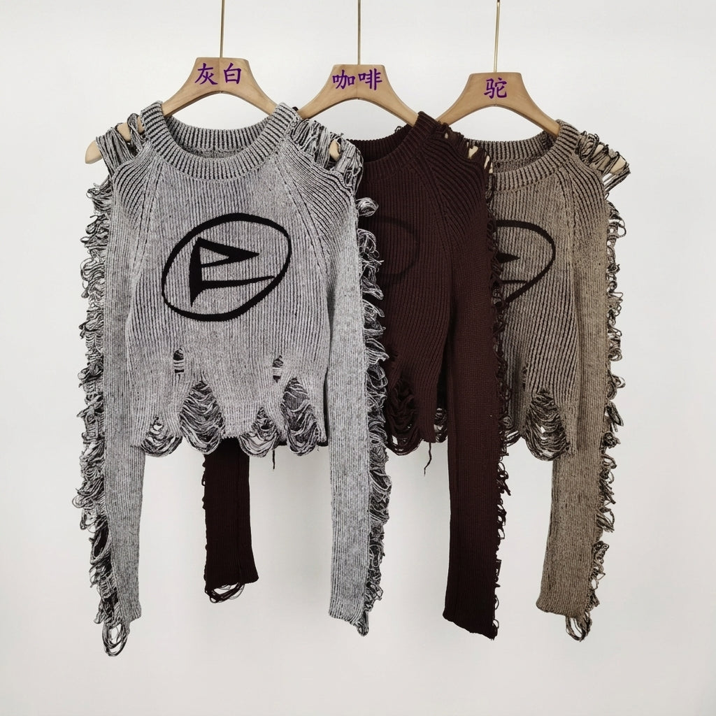 Fashion Damaged Sweater for Women – Trendy & Edgy Knitwear