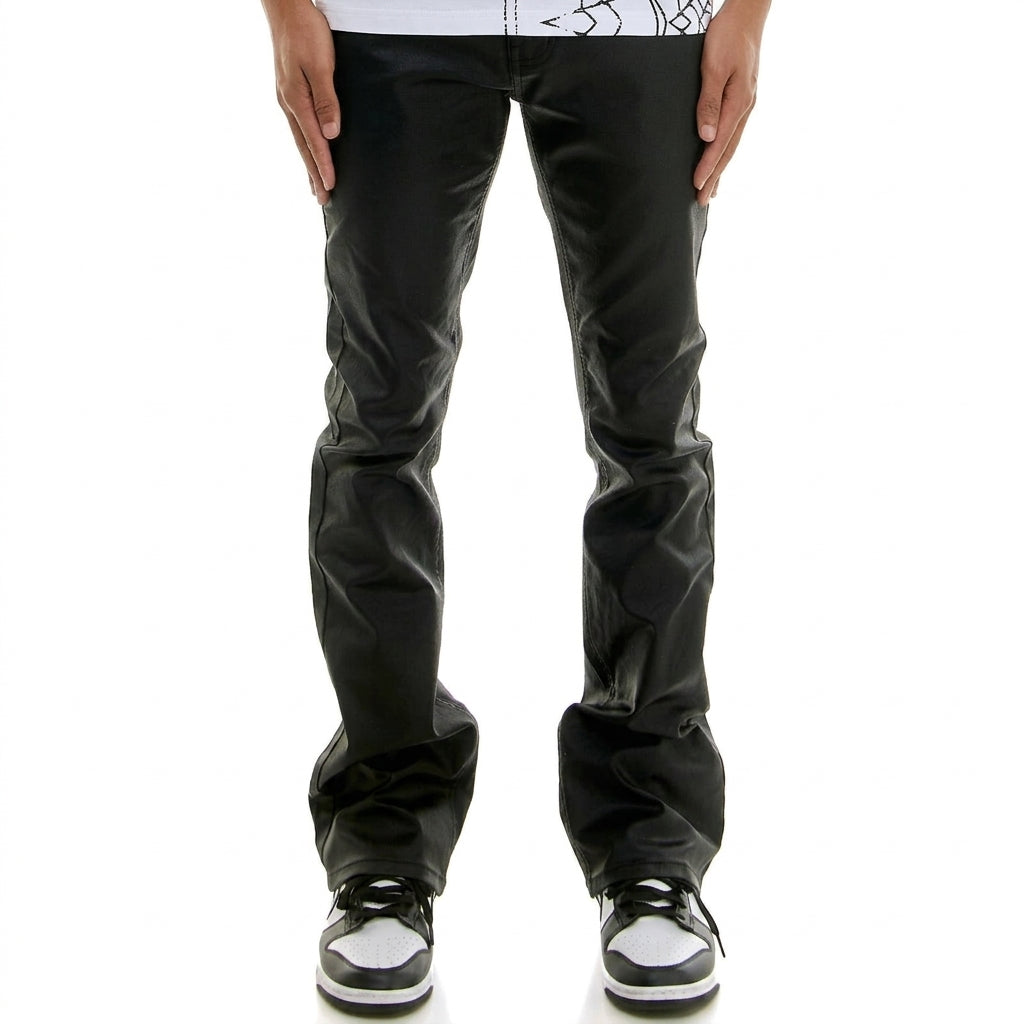 Basic Waxed Flare Pants – Trendy Streetwear Trousers