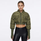 Diva Drip Cropped Puffer Jacket – Trendy Women’s Streetwear Outerwear