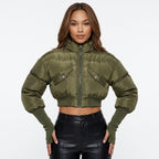 Diva Drip Cropped Puffer Jacket – Trendy Women’s Streetwear Outerwear