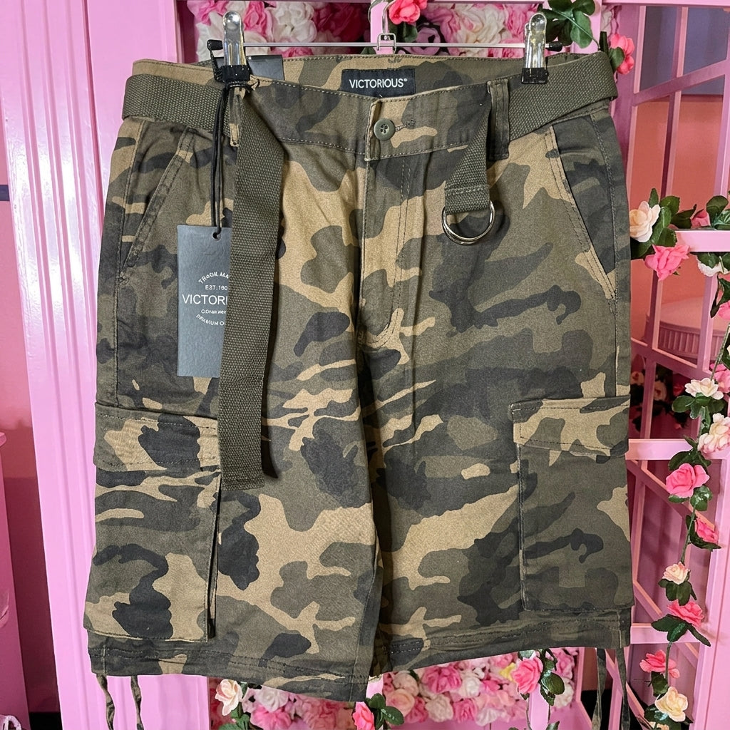 Camo Men Shorts – Tactical Streetwear Cargo Camouflage Shorts for Men