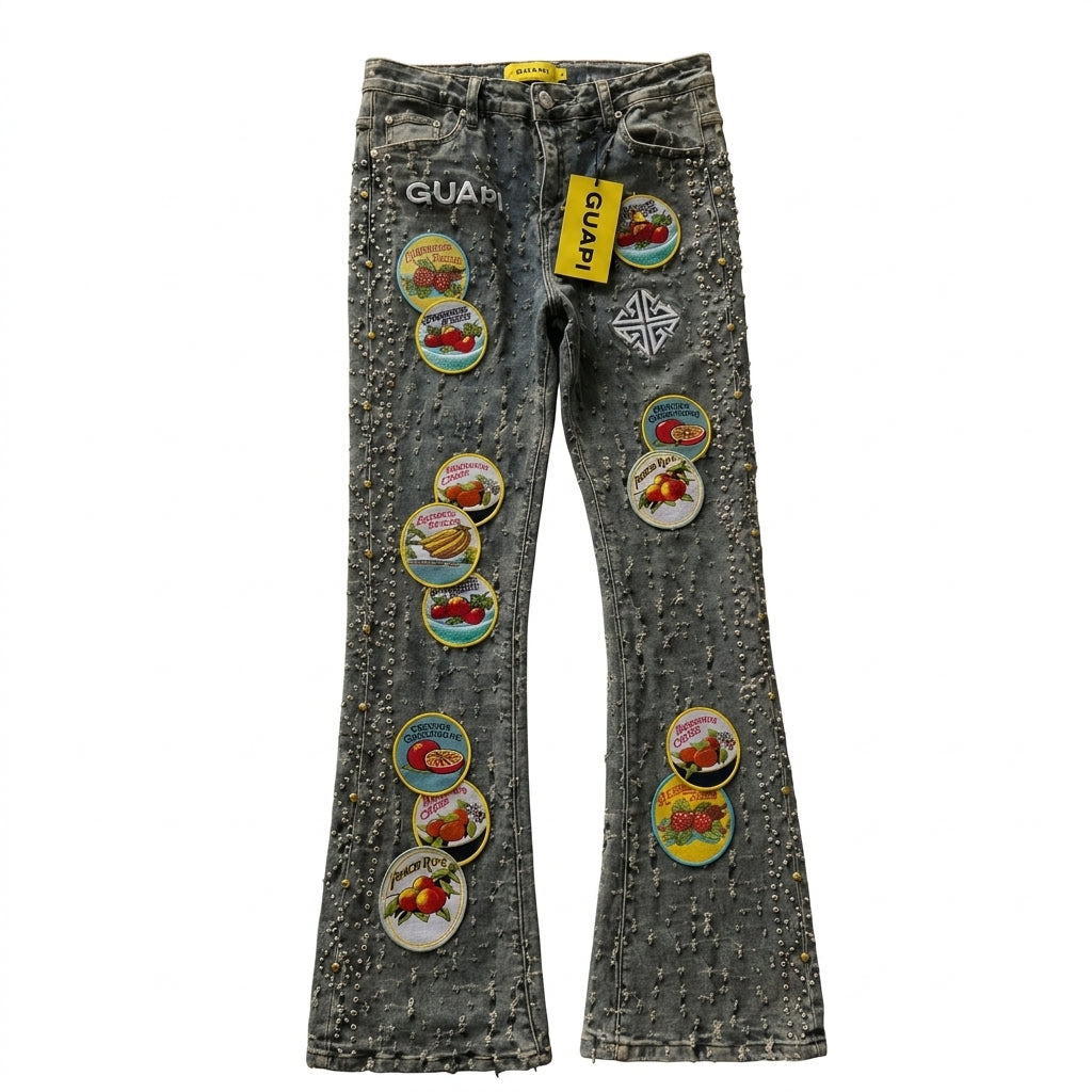 Tropical Drip Guapi Denim – Premium Streetwear Stacked Designer Jeans