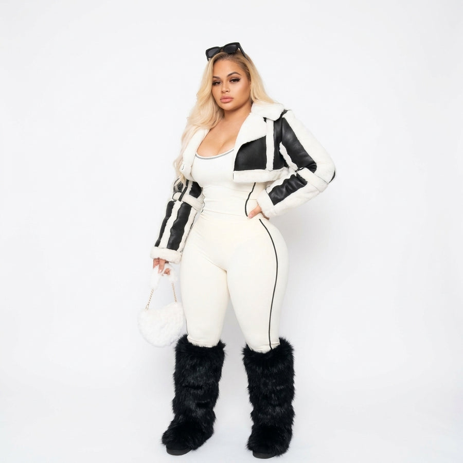 Cropped Faux Shearling Aviator Jacket – Stylish Winter Women’s Coat