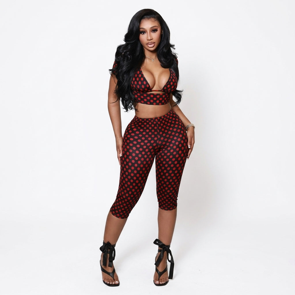 The Nostalgic Dots Set – Trendy Polka Dot Two Piece Outfit for Women