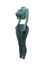 Teal cut out top and leggings set