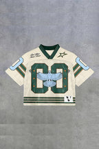 Graphic Number Patch Cropped Jersey Top