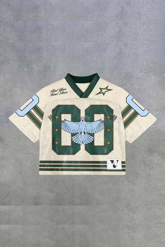 Graphic Number Patch Cropped Jersey Top