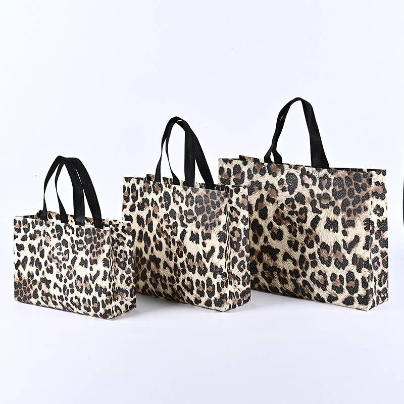 50pcs, 4 Sizes Leopard Animal Print Non-woven Gift Bag