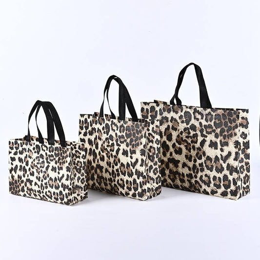 50pcs, 4 Sizes Leopard Animal Print Non-woven Gift Bag