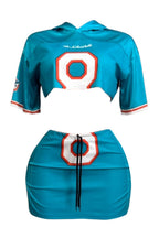 NC2097A Varsity Crop Hoodie & Mini Skirt Set