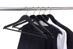 W070-30 Semi Curved Wooden Hangers, 17.5" -Black/Gold Hook