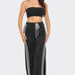 Slit Two White Stripes Flare Pants