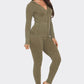 Washed Seamless Rib Zip Up Hoodie Jacket And Leggings Set