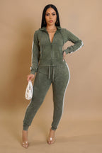 mineral washed jacket and jogger set stylish tracksuit