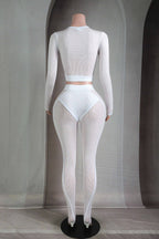 popcorn mesh long sleeve top legging set fitted leggings set