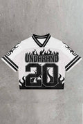 Graphic Number Patch Cropped Jersey Top