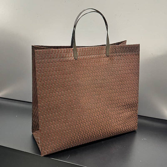 25pcs, 2 Sizes Brown Wavy Woven Pattern Non-woven Gift Bag
