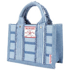 True Religion Multi-Stripe Denim Modern Tote with Removable Crossbody Strap