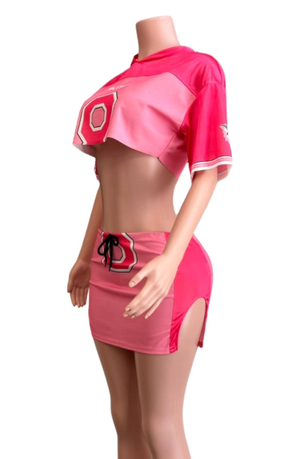 NC2097A Varsity Crop Hoodie & Mini Skirt Set