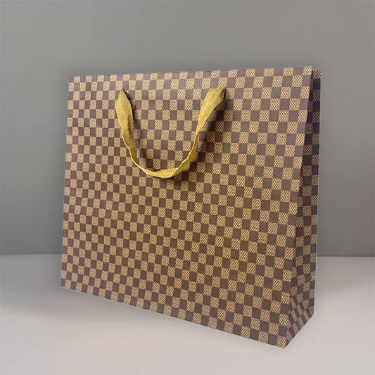 20pcs, 3 size Checkered kraft brown paper gift bag w/ tissue