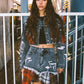 PLAID APPLIQUE POINT CARGO MINI SKIRT