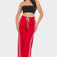 Slit Two White Stripes Flare Pants
