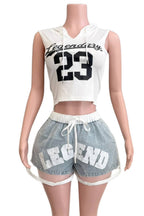 NT1146A Graphic Crop Hoodie Top