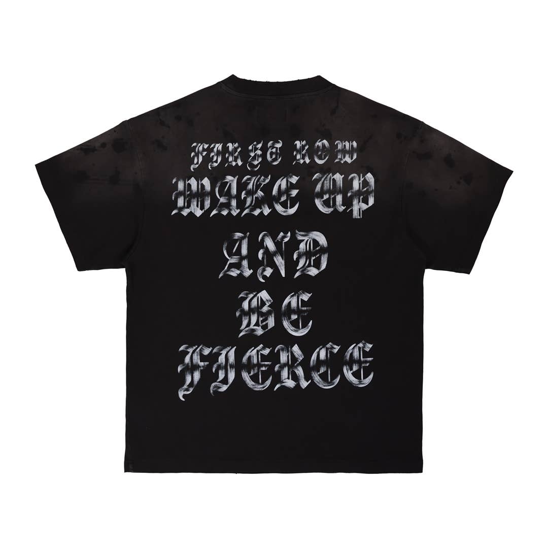 WAKE UP AND BE FIERCE APPLIQUE TEE