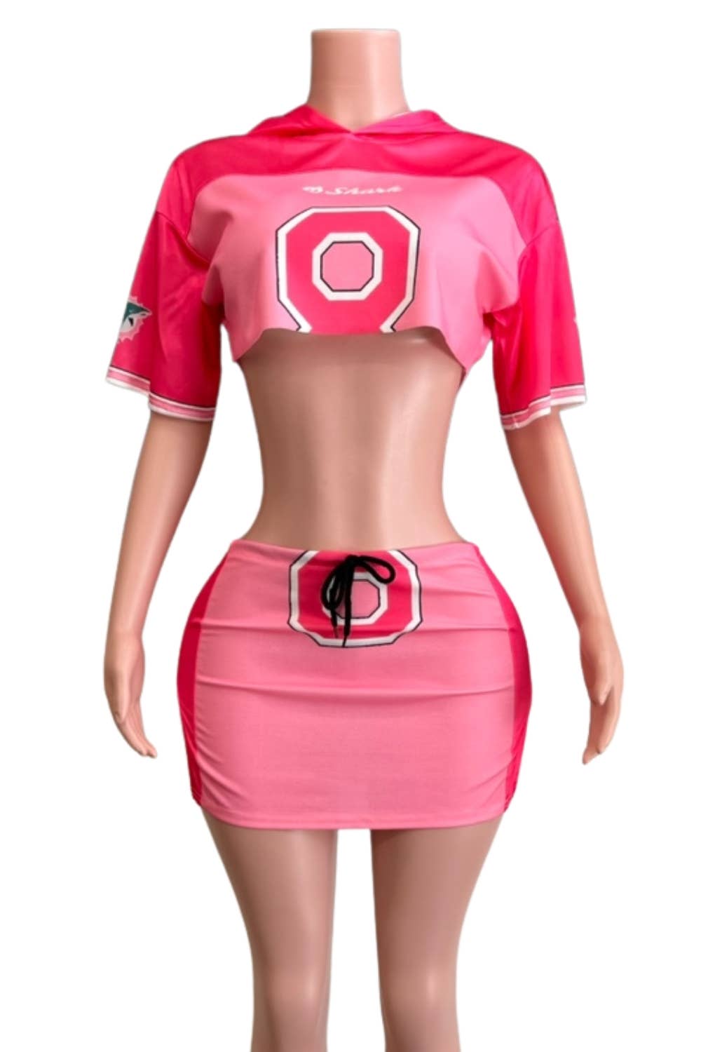 NC2097A Varsity Crop Hoodie & Mini Skirt Set