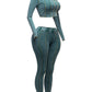 Teal cut out top and leggings set