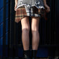 PLAID APPLIQUE POINT CARGO MINI SKIRT