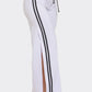 Slit Two White Stripes Flare Pants