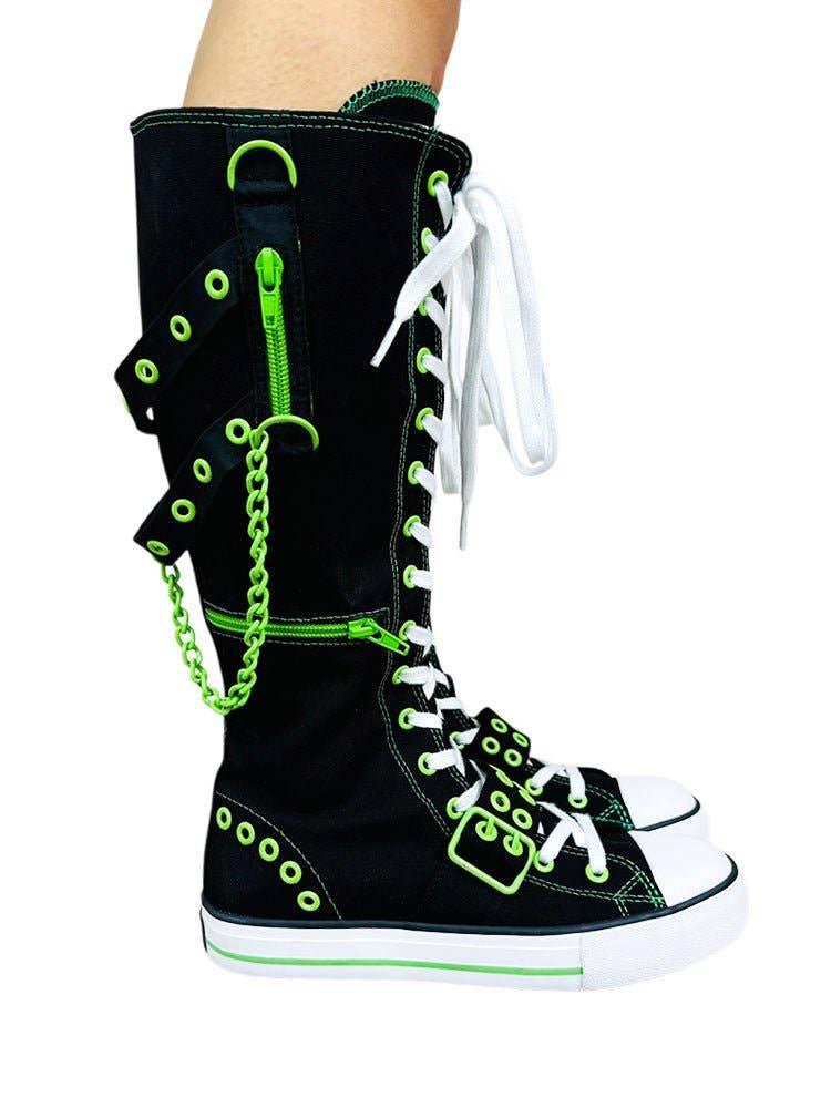 rawr xd black green neon chain sneakers