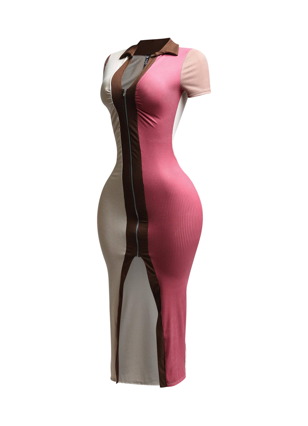 PLUS SIZED Color blocked zipper closure dress