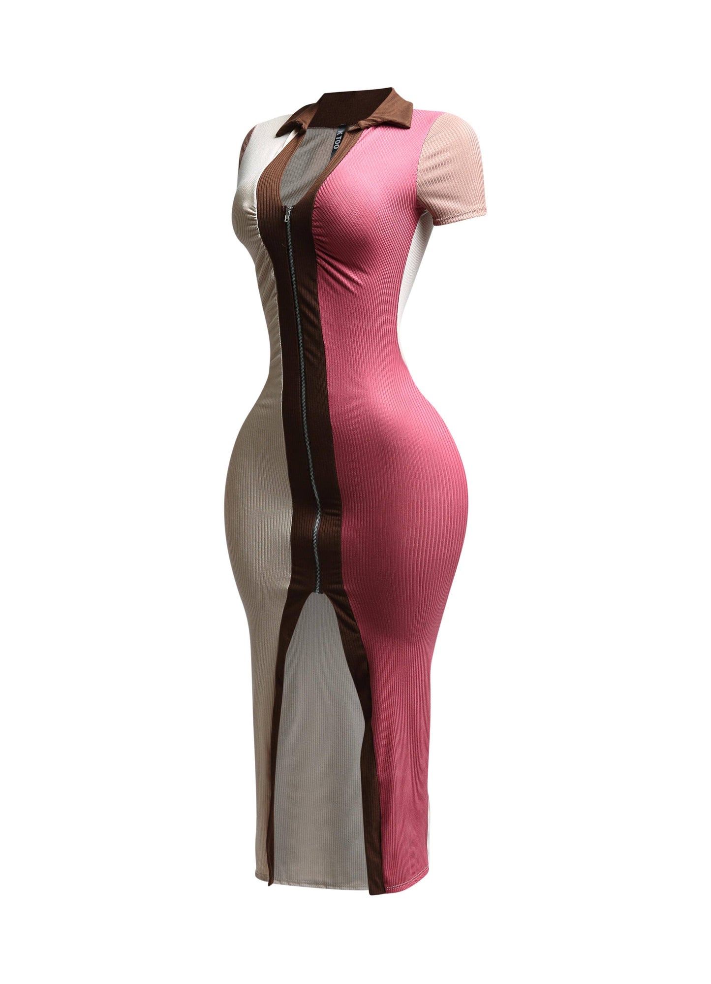 PLUS SIZED Color blocked zipper closure dress