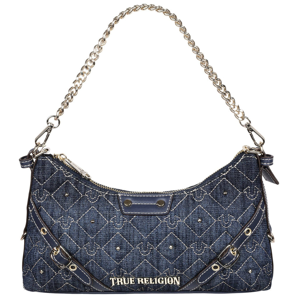 True Religion Studded Denim Chain Shoulder Bag