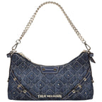 True Religion Studded Denim Chain Shoulder Bag