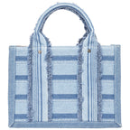 True Religion Multi-Stripe Denim Modern Tote with Removable Crossbody Strap